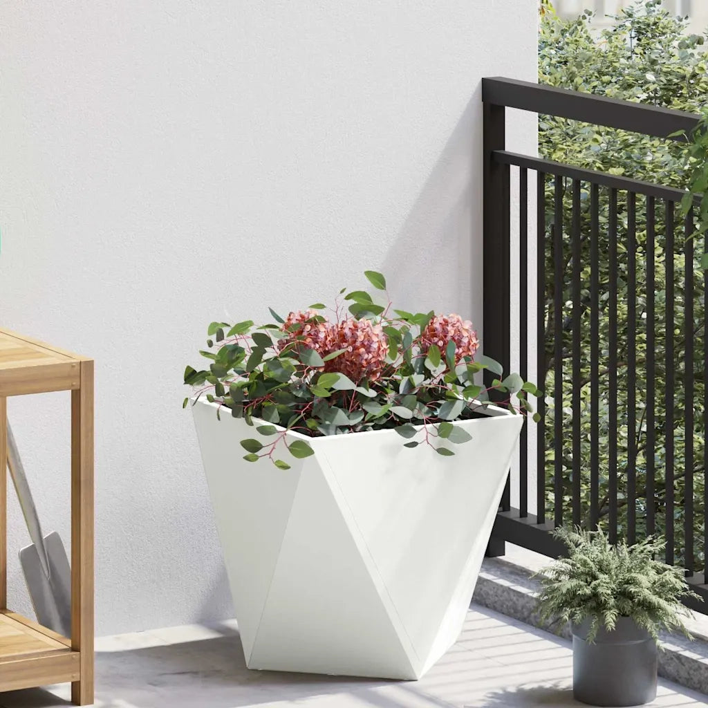 Fioriera-Vaso-Contenitore per Piante Bianco 40 x 40 x 40 cm Acciaio
