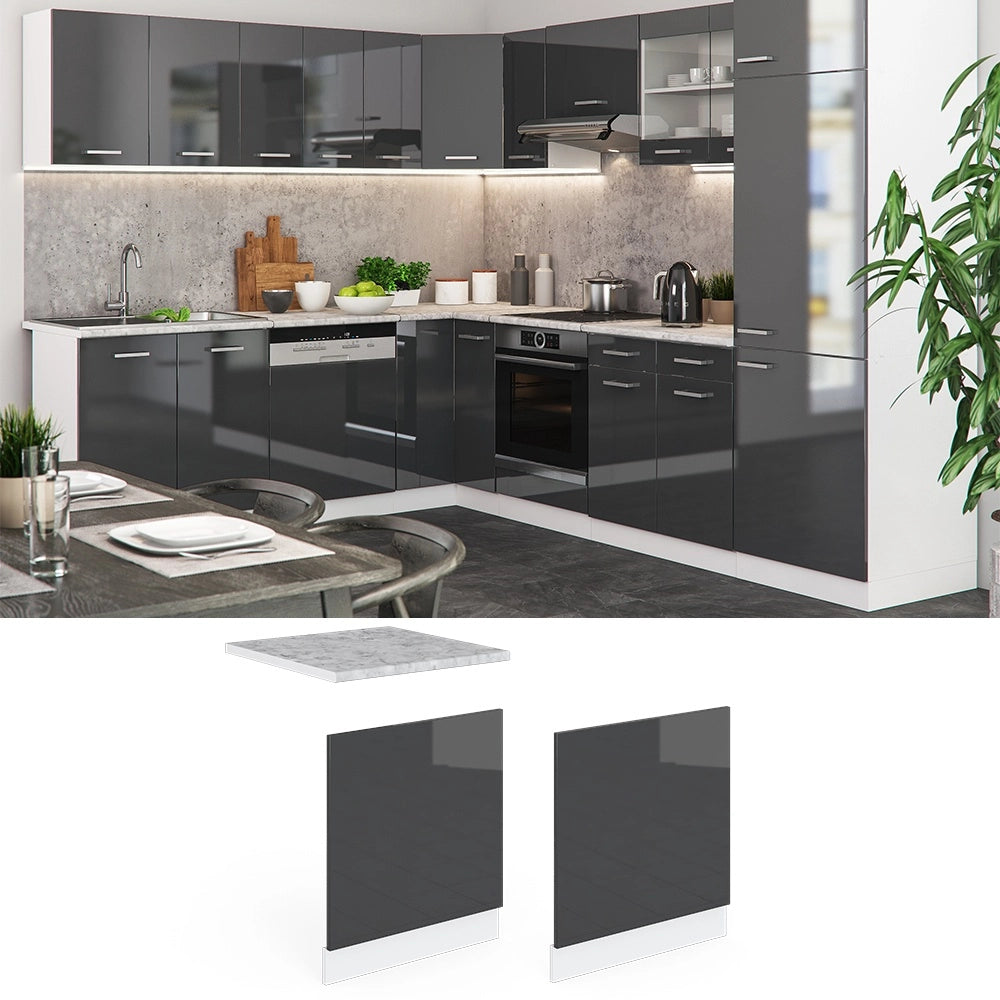 Pannello frontale R-Line Antracite lucido/Bianco 60 cm senza piano di lavoro Vicco