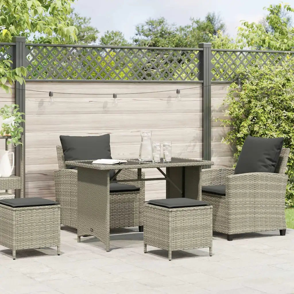 Set Divano da Giardino 4pz con Cuscini Grigio Chiaro Polyrattan 4103868