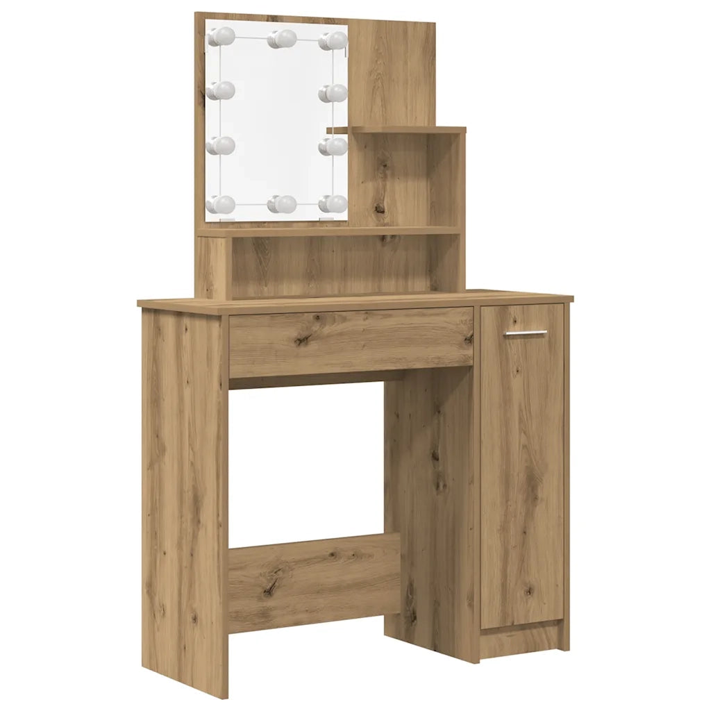 Set Toeletta con LED Rovere Artigianale in Legno Multistrato 3329186
