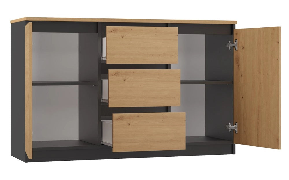 Cassettiera costa 1d3s/2d3s BA antracite rovere artisan per camera e soggiorno