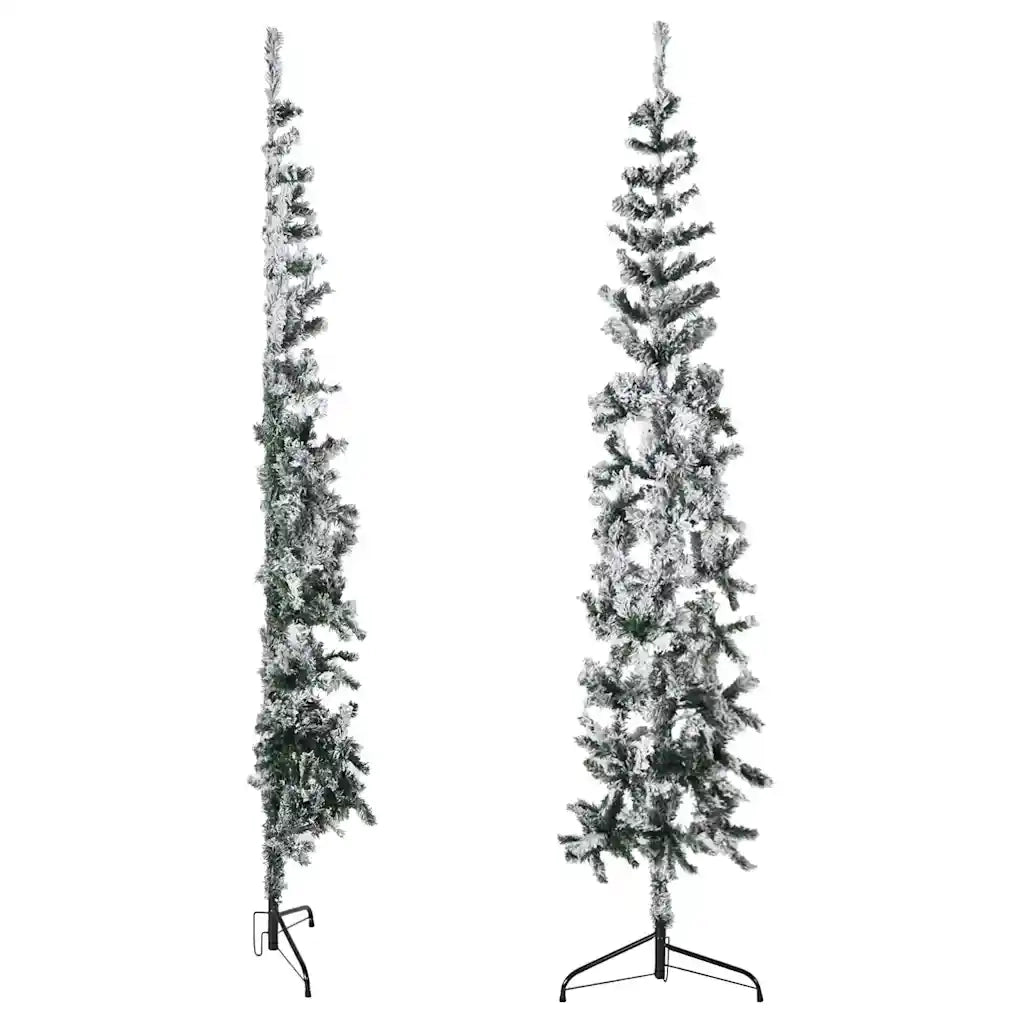 Albero Natale Artificiale Sottile a MetÃ  Neve Fioccata 210 cm