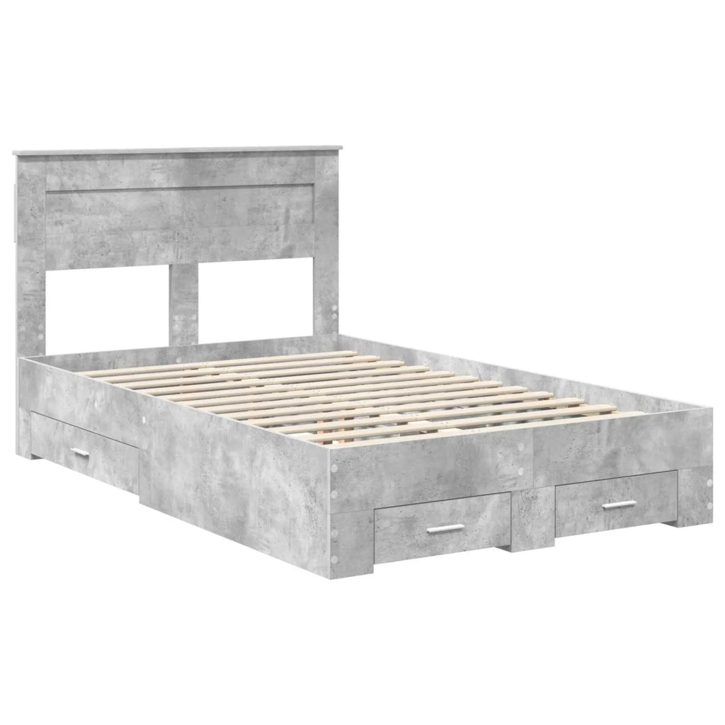 Struttura del letto con testiera Grigio cemento 135 x 190 cm