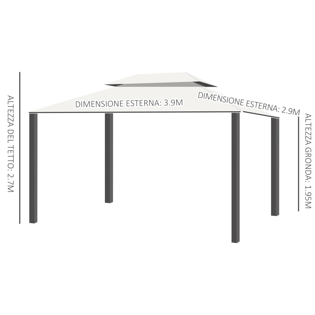 Gazebo da Giardino con Zanzariera e Tende ¨C zephmum ¨C Alluminio e Poliestere Crema 4x3m