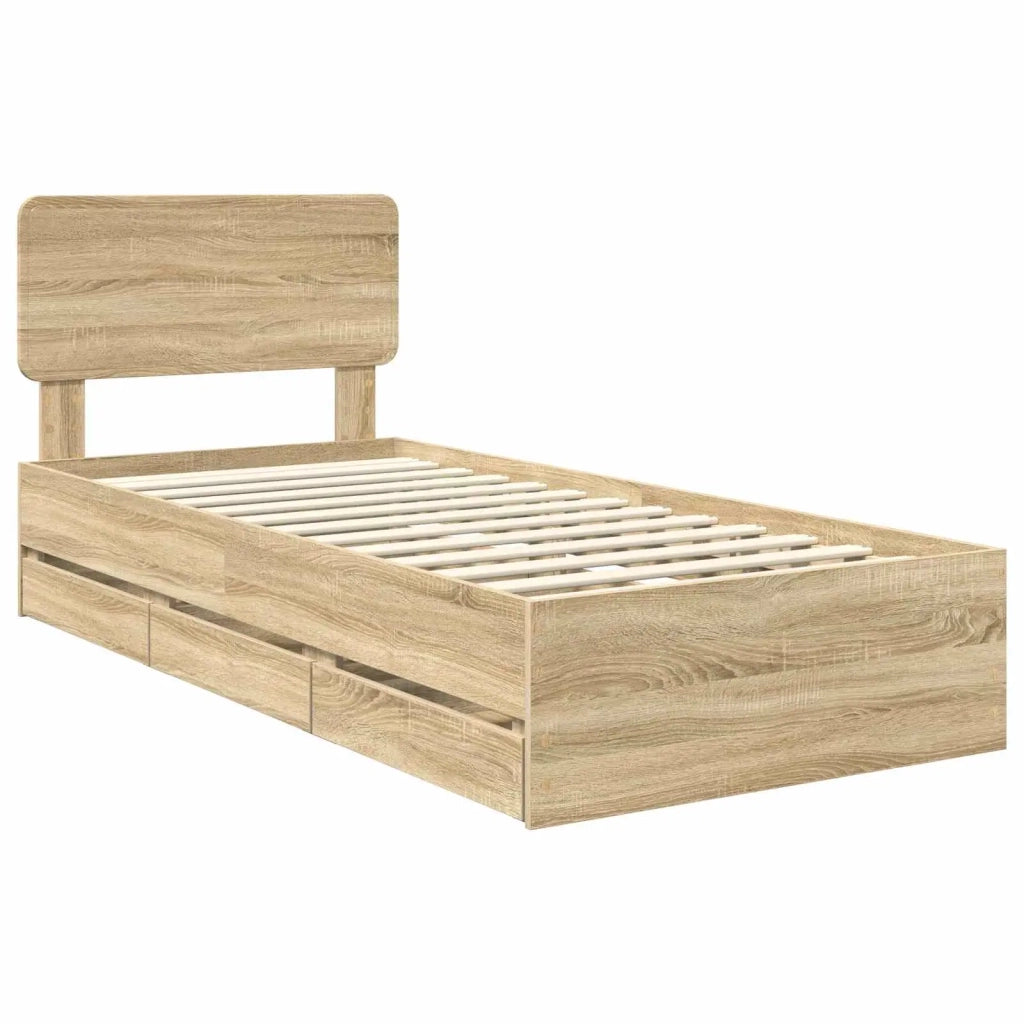 Struttura del letto con cassetto Rovere Sonoma 75 x 190 cm 3412236