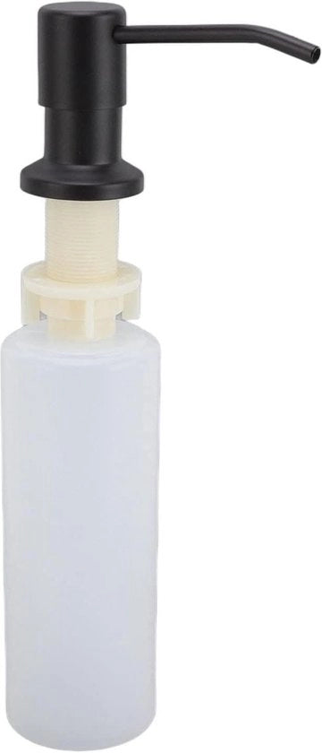 Dispensatore di sapone per mani in acciaio inossidabile 360 gradi di rotazione 300 ml con beccuccio - Disinfettante per superfici da contatto per superficie di lavoro (nero)