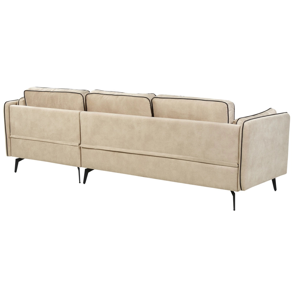 Divano 3 posti angolare regolabile lato sinistro in velluto beige stile moderno design classico