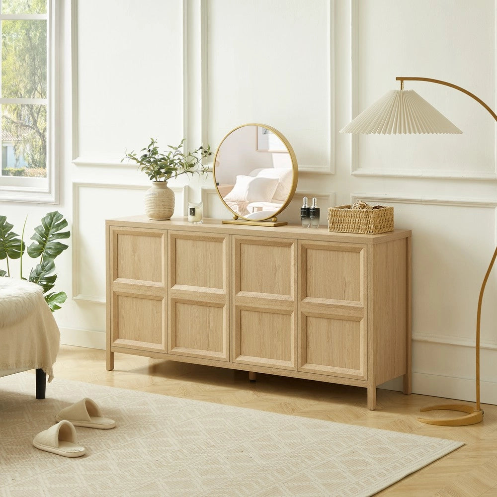 Credenza con Ante Tip-On e Cerniere Soft-Close ¨C MINIMAL ¨C Rovere Chiaro 160x40x80 cm