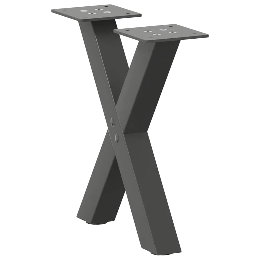 Set di 2 gambe per tavolino a forma di X 37 x 30 cm supporto robusto con piedini regolabili acciaio antracite 02_0057149