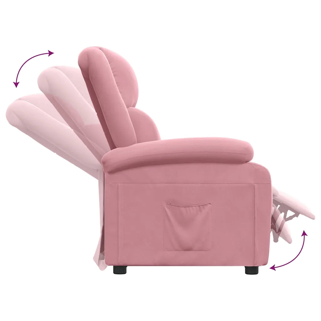 Divano Sedia-Poltrona Reclinabile Rosa in Velluto 620890