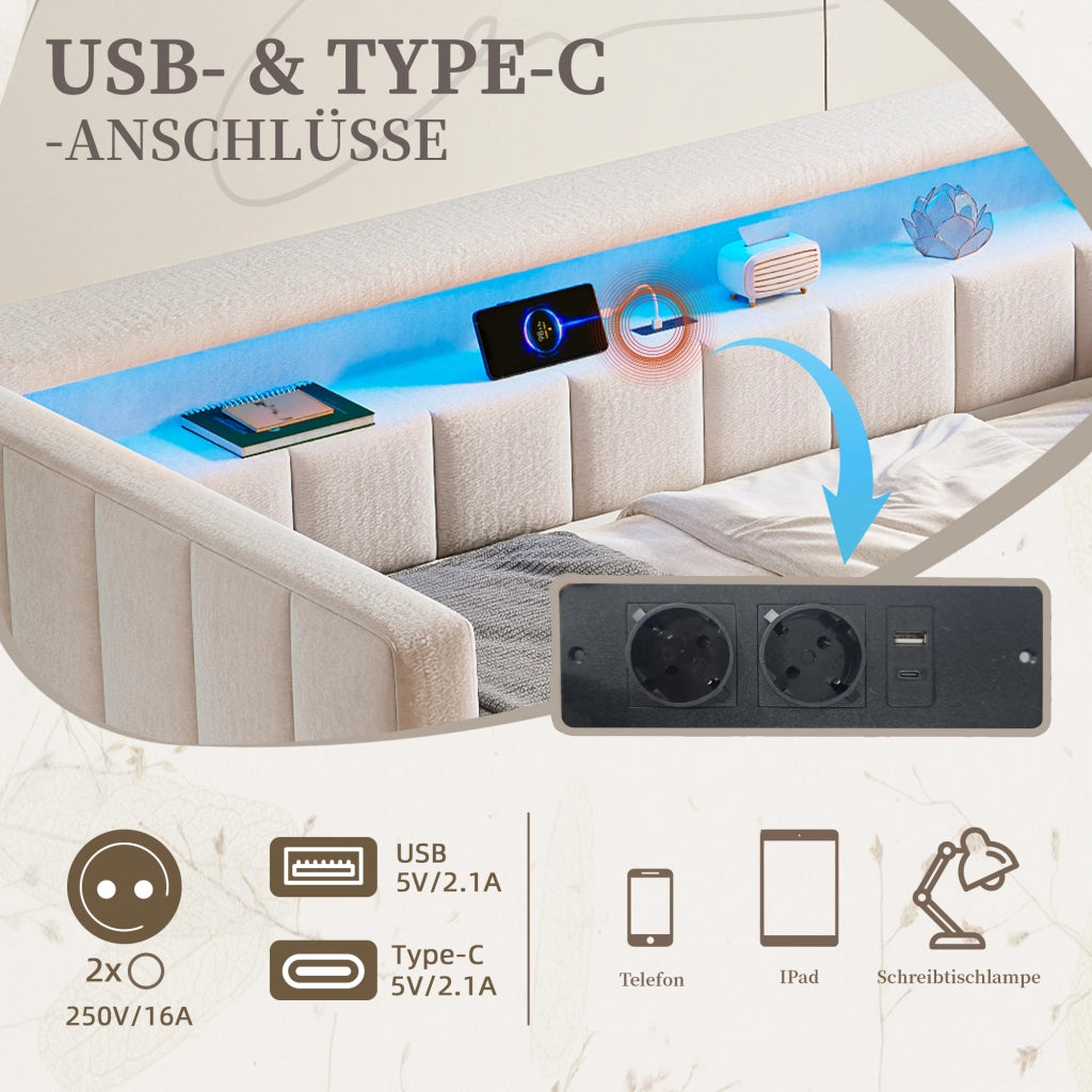 Divano letto con funzione letto estraibile velluto 90x190 cm