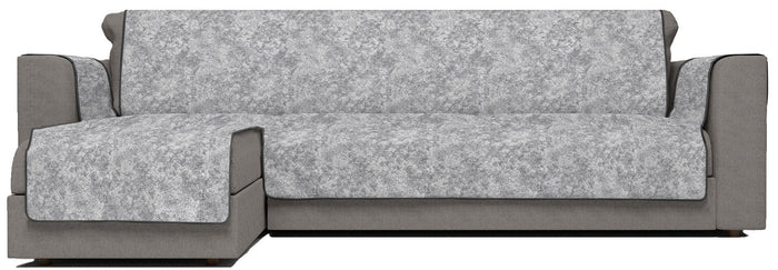 Copridivano con Penisola Sinistra Seduta 240 cm in Poliestere e Cotone Grigio Scuro