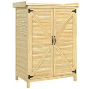 Armadio da Giardino 71.5x39x95 cm con Piano in Acciaio Ripiani e Ganci in Legno