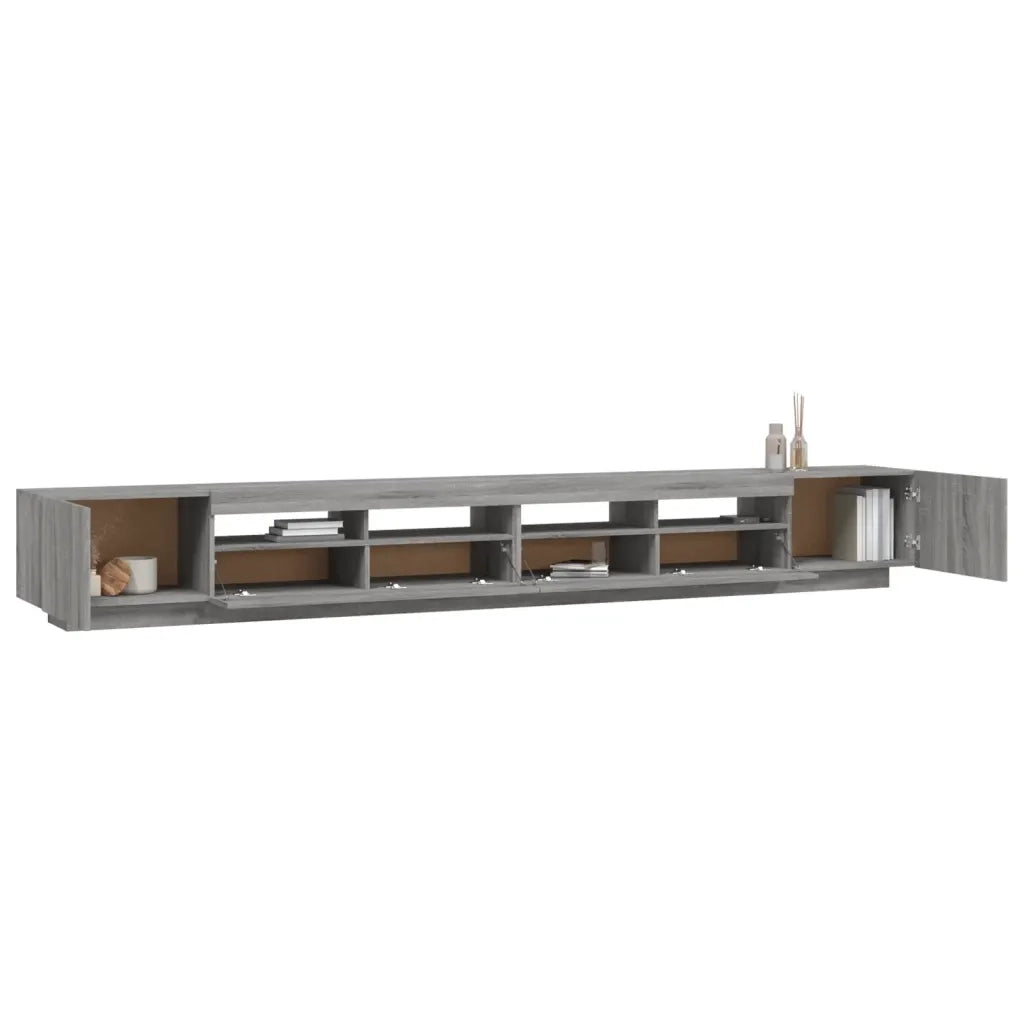 Set Mobili TV 3 pz con Luci LED Grigio Sonoma Legno Multistrato