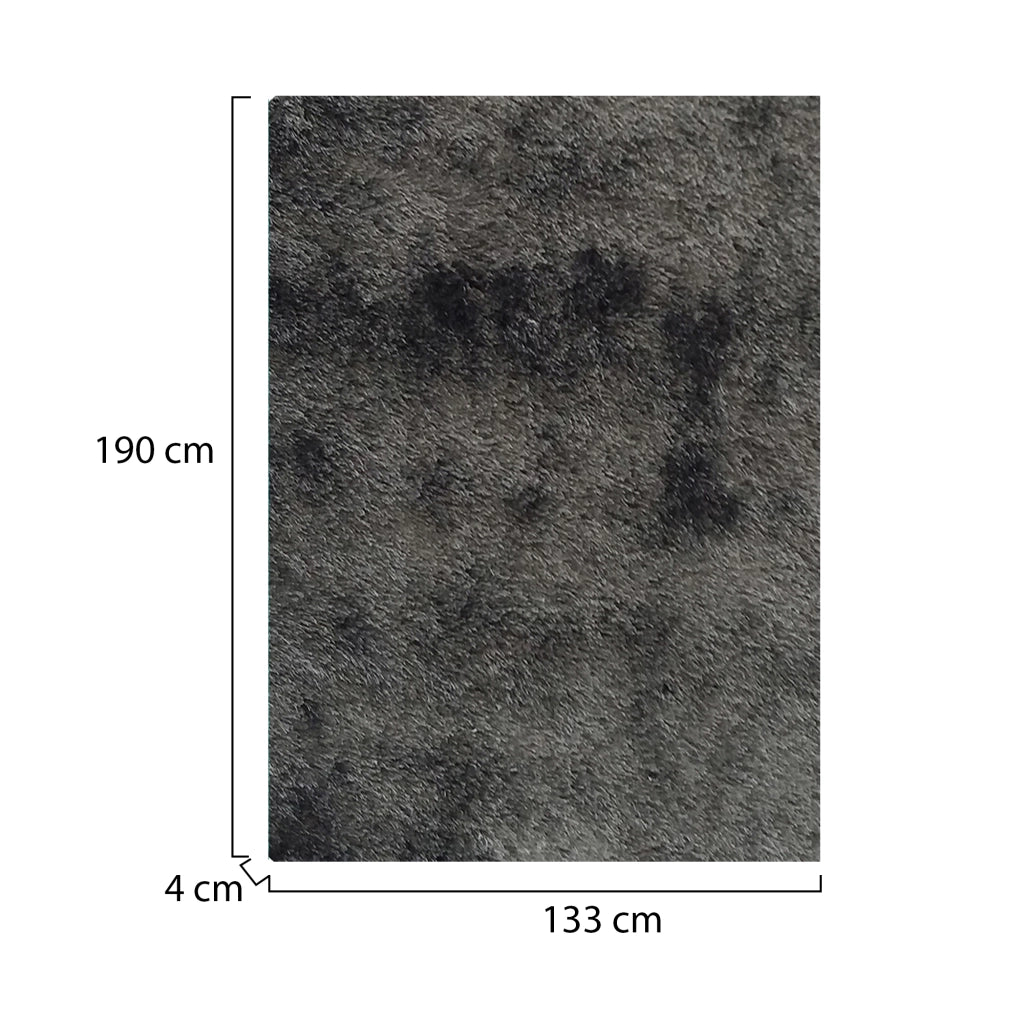 Latenega, Tappeto Altezza Pelo 35 mm 100% Poliestere, 190x133 cm Nero Antracite