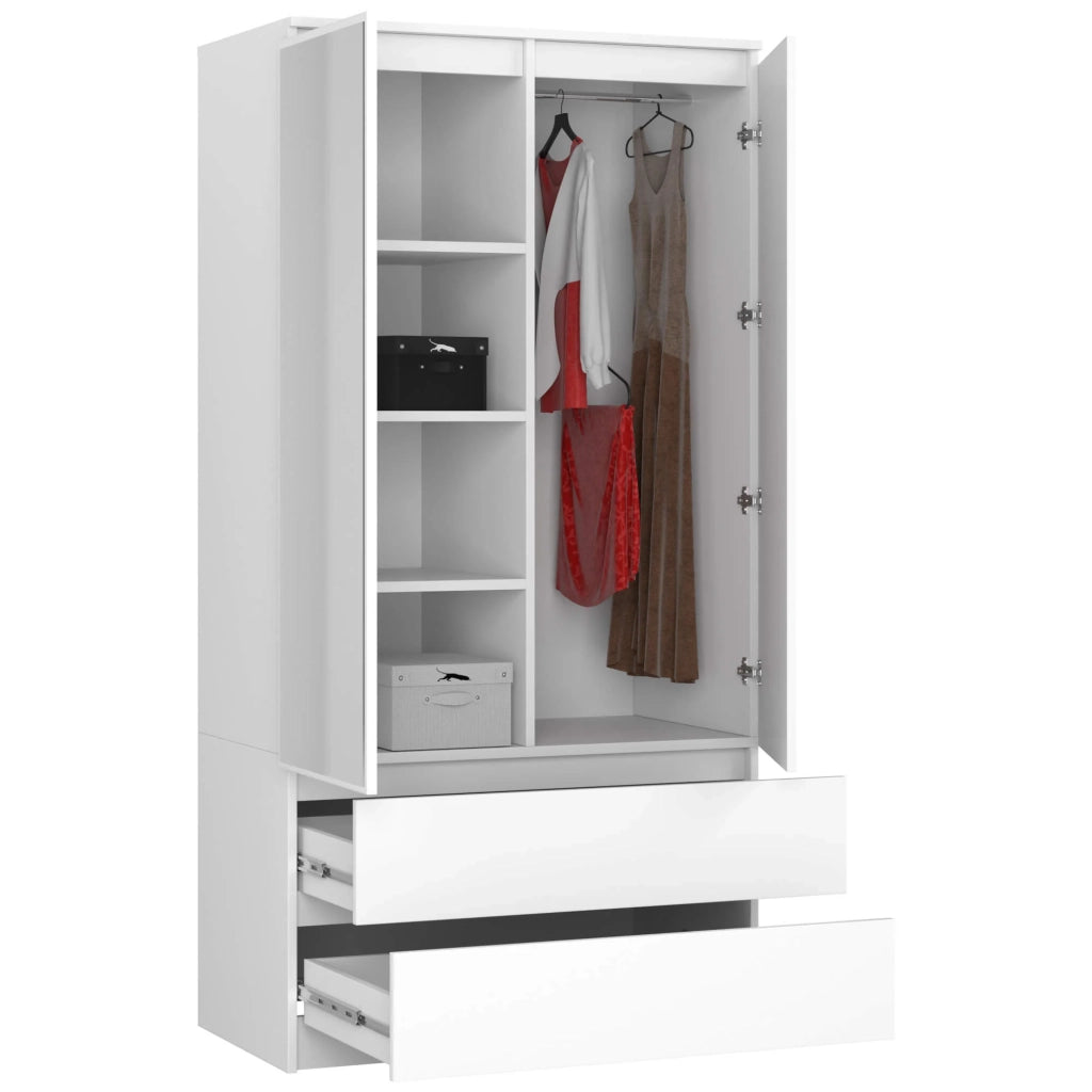 Armadio AKORD S90 Bianca 90 cm 2 ante 2 cassetti 90x51x180 cm