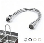 Estensione del rubinetto - 30 cm - Rotazione 360° - Regolabile - Flessibile e Facile da Installare - Ideale per la cucina - Rubinetto in acciaio inox - Argento.