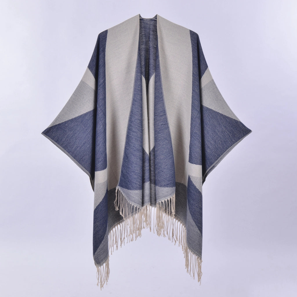 Nuovo mantello/cappotto da donna in cashmere con nappe double-face.