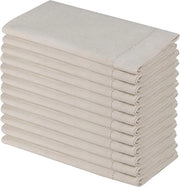 Set di 12 tovagliolini di cotone hand-made con bordo in raso, 50 x 50 cm, colore naturale