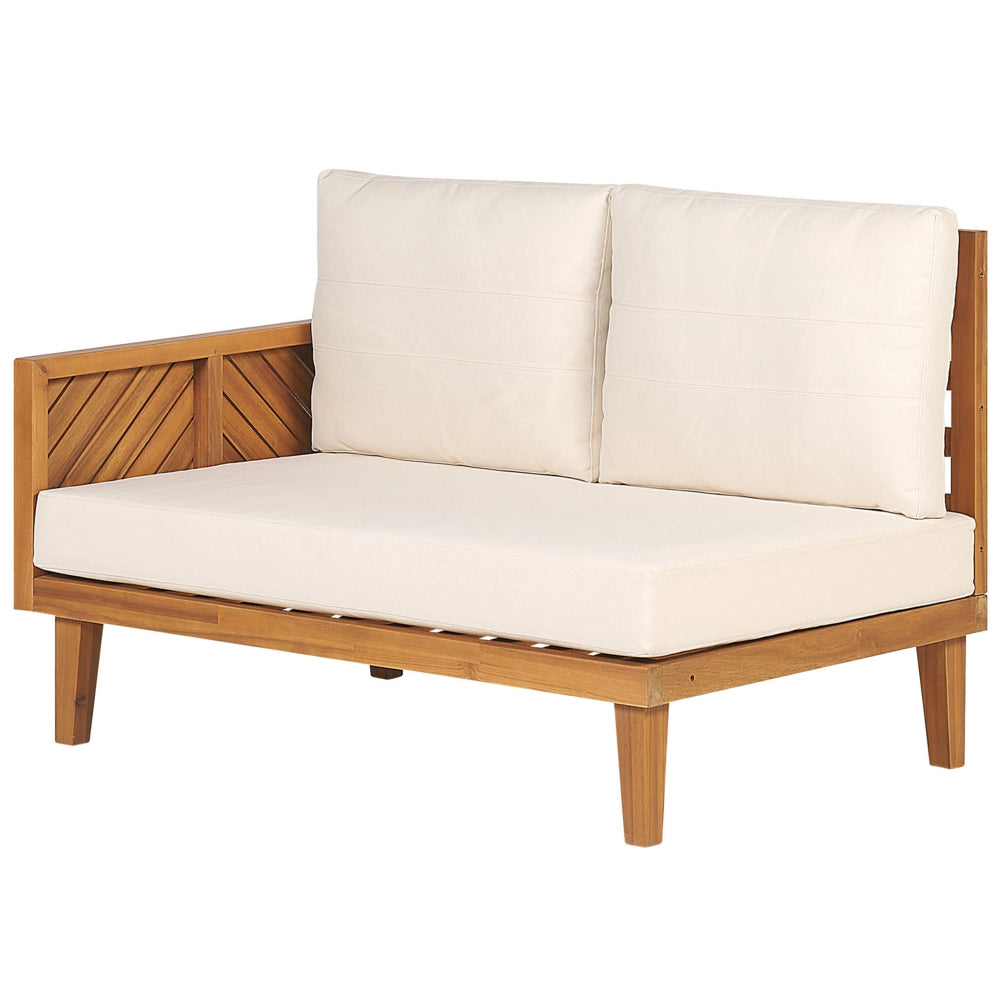 Set divani da giardino in legno di acacia cuscini beige chiaro 4 posti con tavolino design moderno set conversazione per esterni