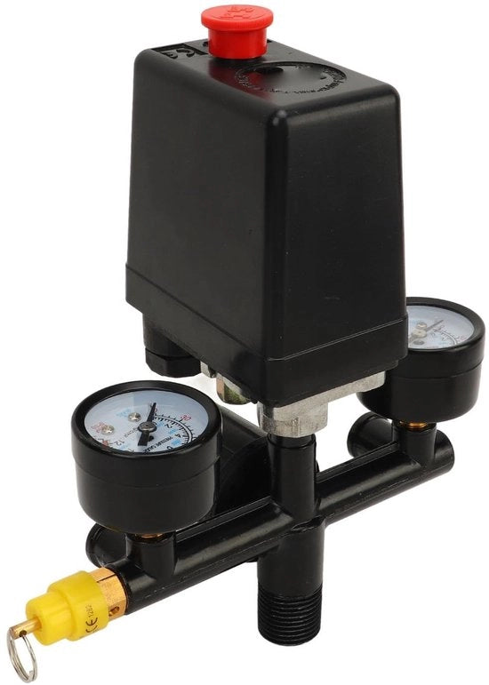 Regolatore di pressione automatico per compressori - set di valvole di pressione - valvola di pressione per compressori - valvola di pressione 12V - valvola di pressione con manovella/acciaio inox - intervallo di pressione di attivazione 0~180PSI