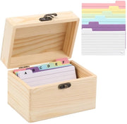 Indexkaarthouder in legno per 150 pezzi - Cassetto per carte - Scatola per flash - Scatola per separare - Ideale per ufficio/scuola - Cassetto per carte