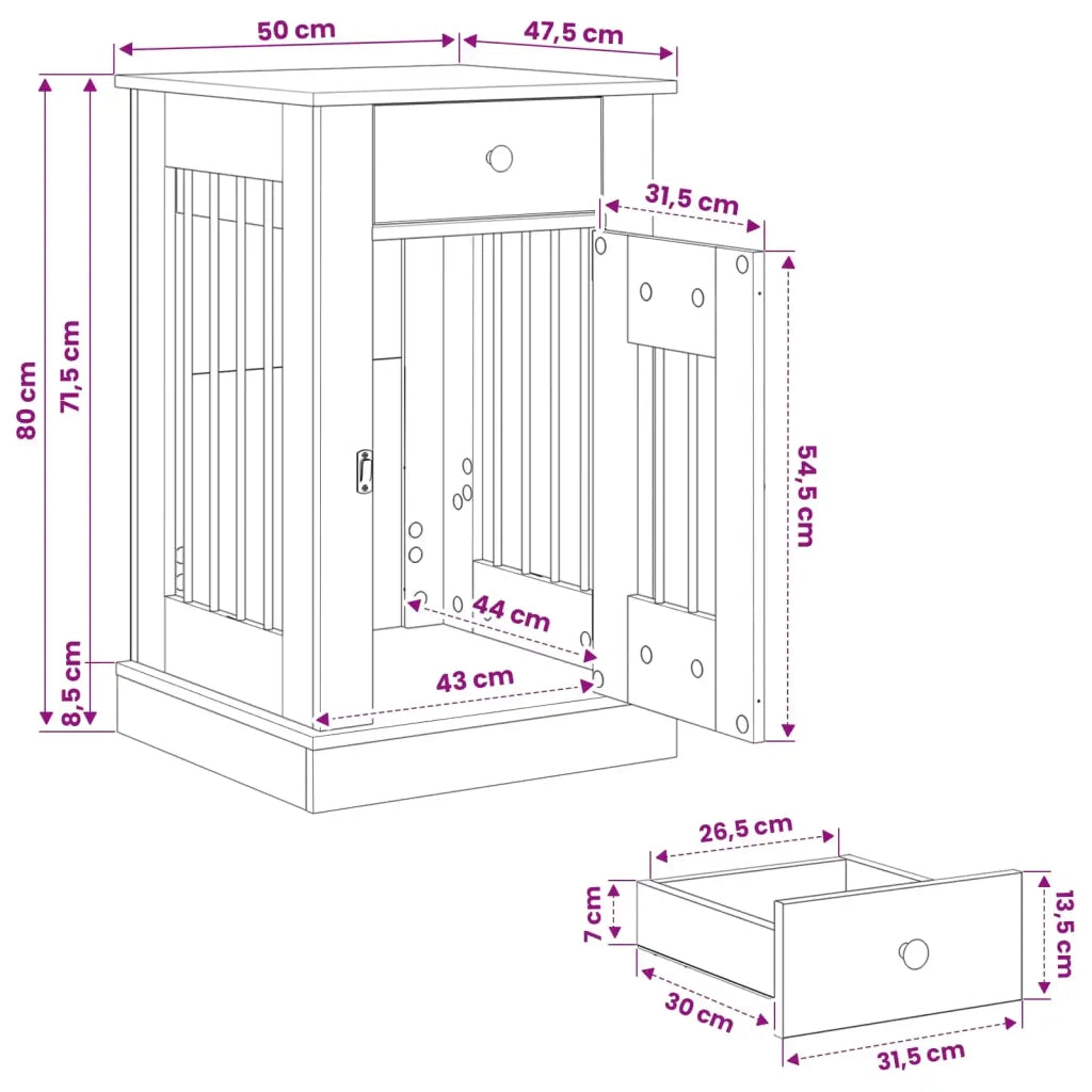 Mobile da cassa per cani Sonoma grigio 50 x 47,5 x 80 cm 8014782