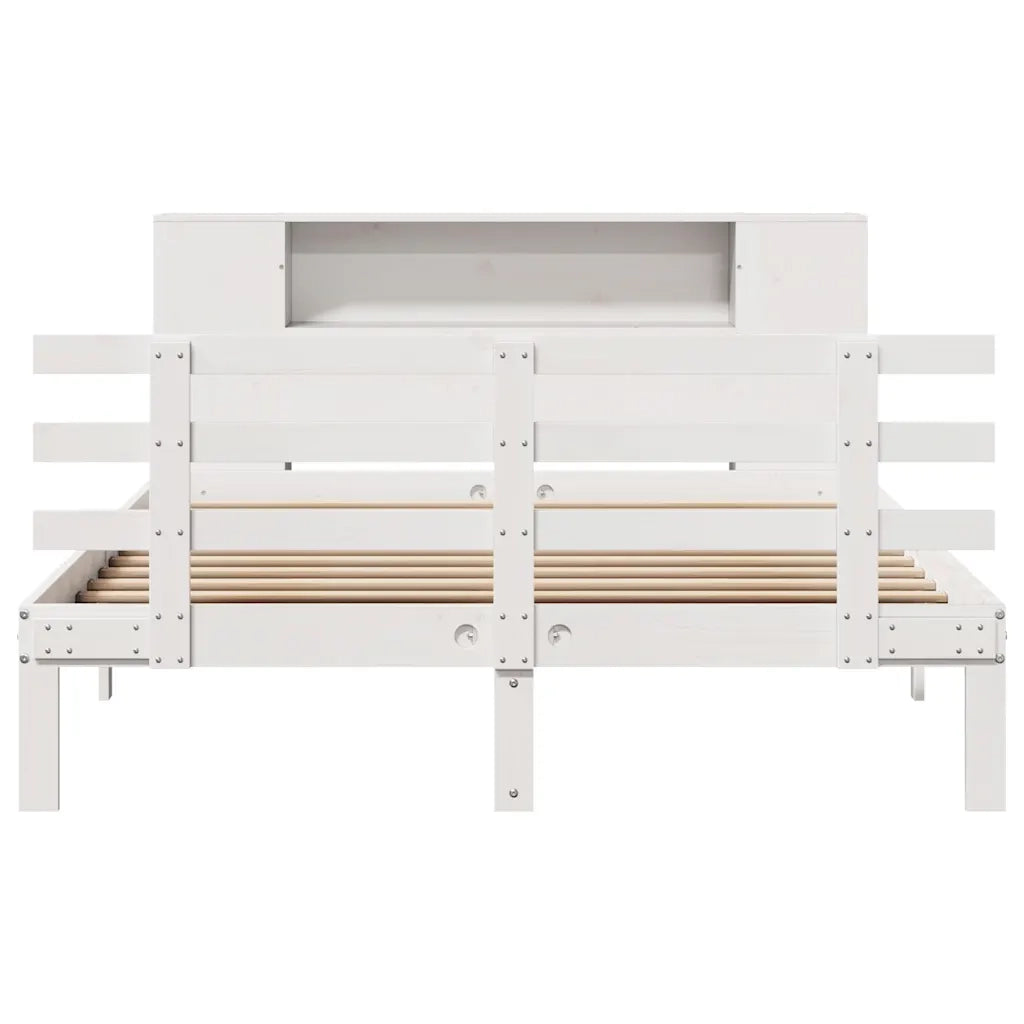 Letto Libreria senza Materasso Bianco 135x190 cm Legno di Pino 3322705