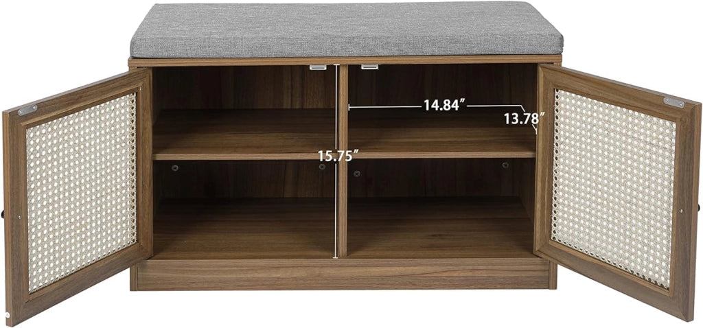 scarpiera Scarpiera, Armadietto portascarpe con 3 cassetti ribaltabili in rattan e ripiani portaoggetti, Armadietto portascarpe autoportante a 3 livelli per ingresso, corridoio, camera da letto,
