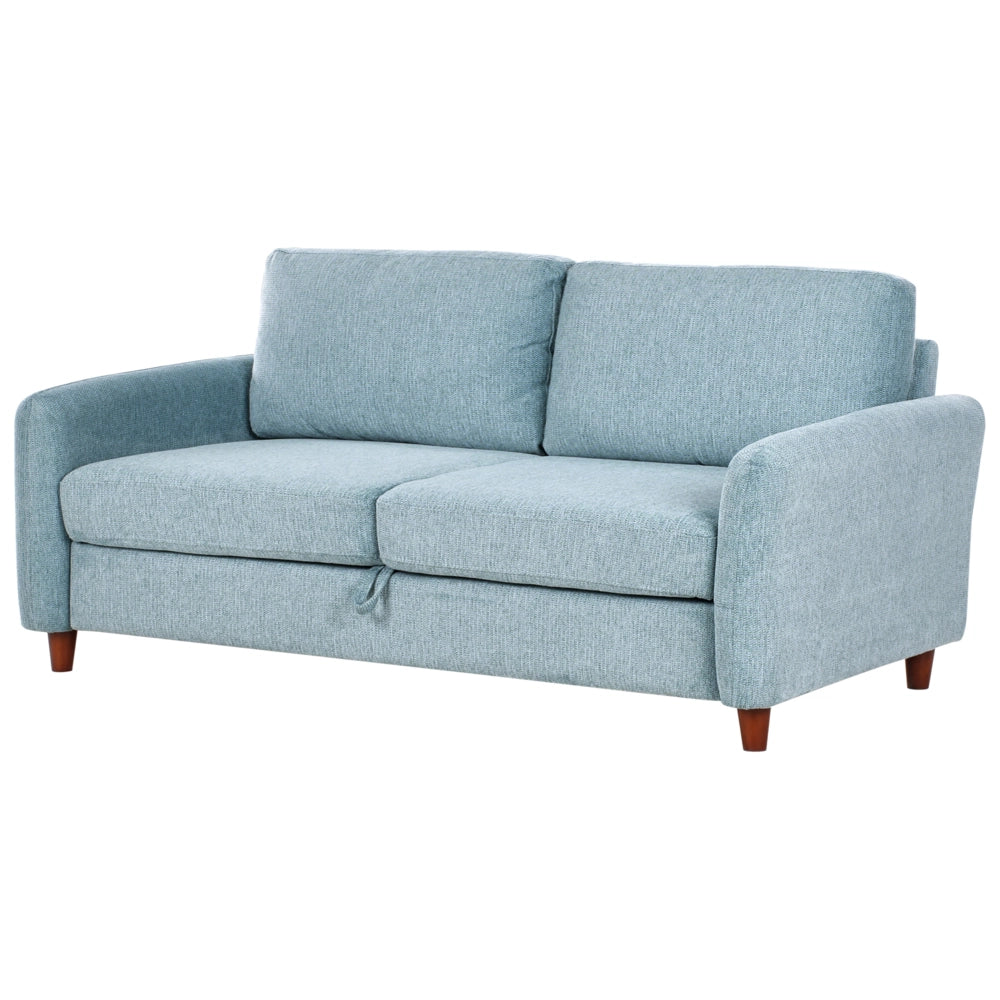 Set da salotto composto da divani da 2 e 3 posti rivestito in tessuto azzurro con braccioli soggiorno stile moderno