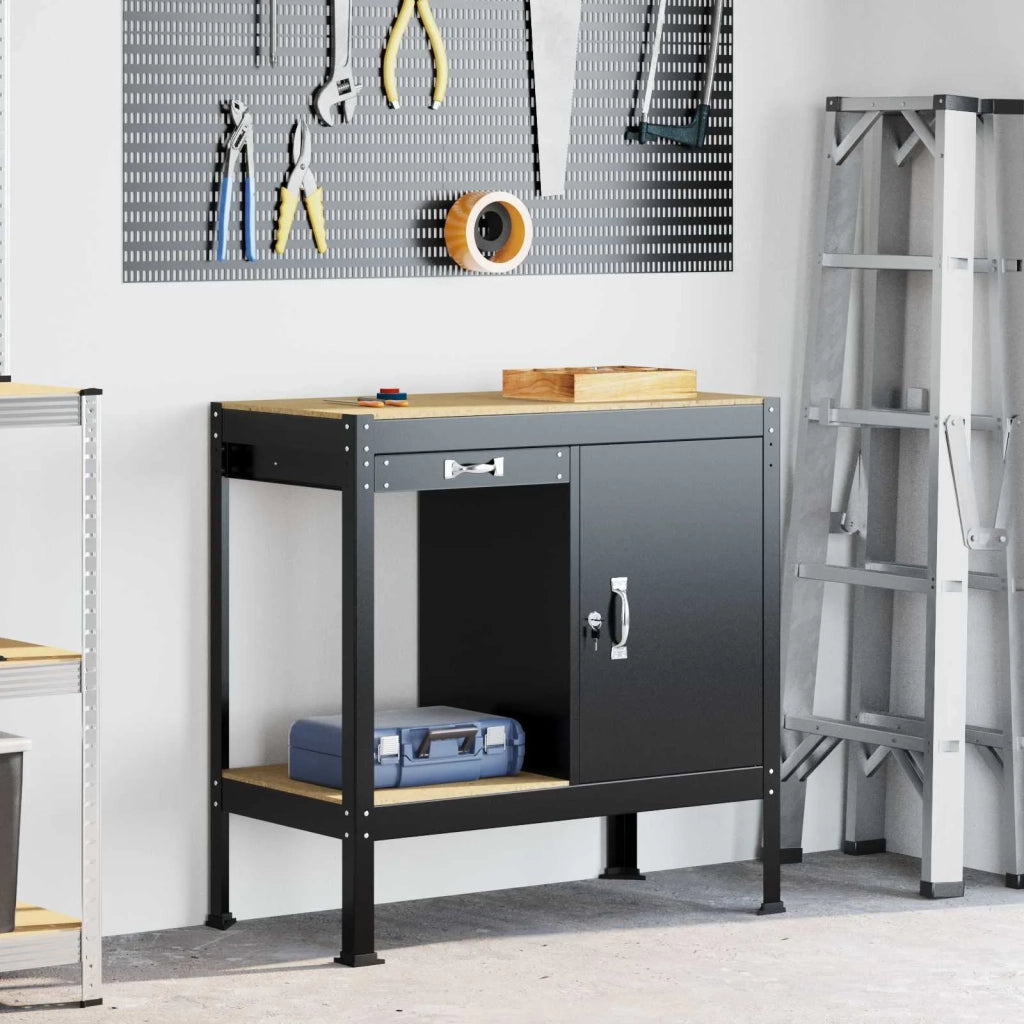 Banco da lavoro con cassetto con blocco Nero 90 x 49 x 91 cm 42020134