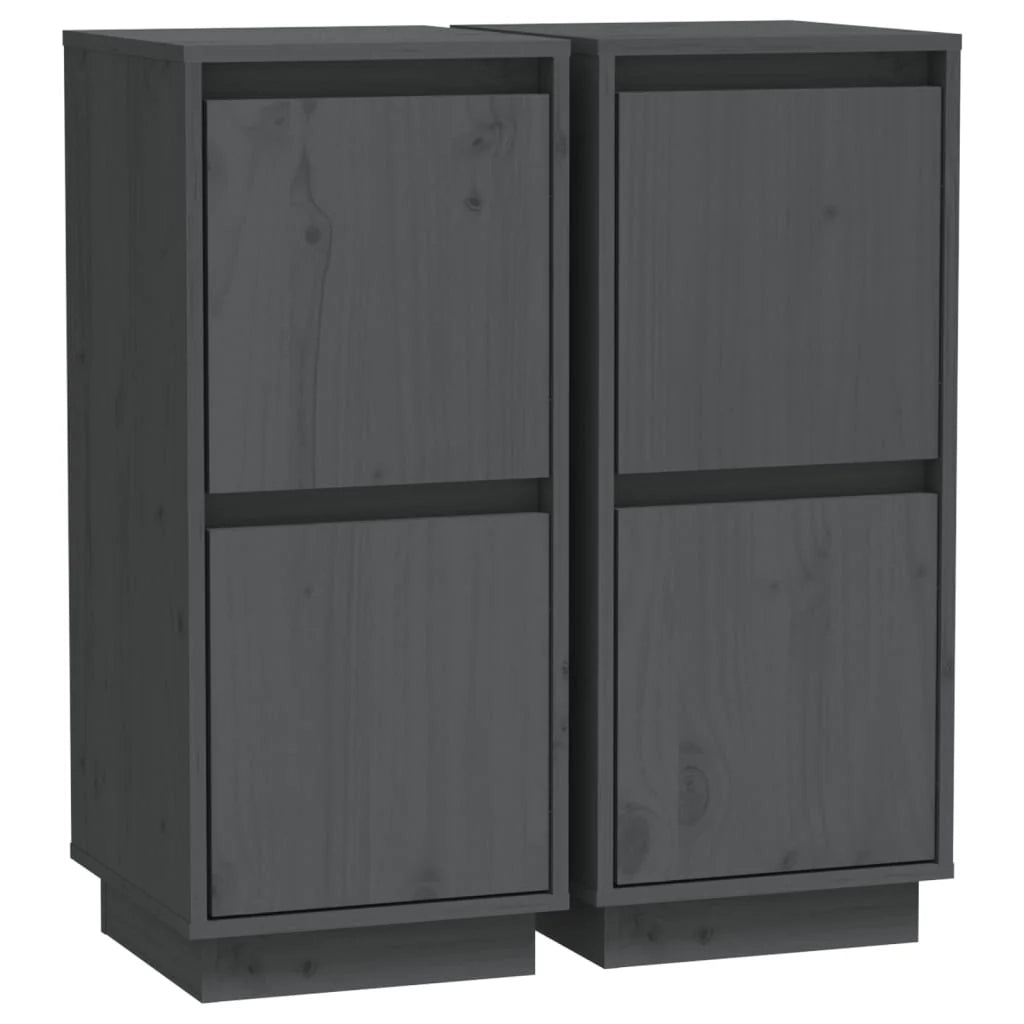 Buffet credenza cassettiera armadio mobile contenitore organizer per cucina soggiorno salotti set da 2 31,5 x 34 x 75 cm legno di pino massiccio grigio 02_0036835