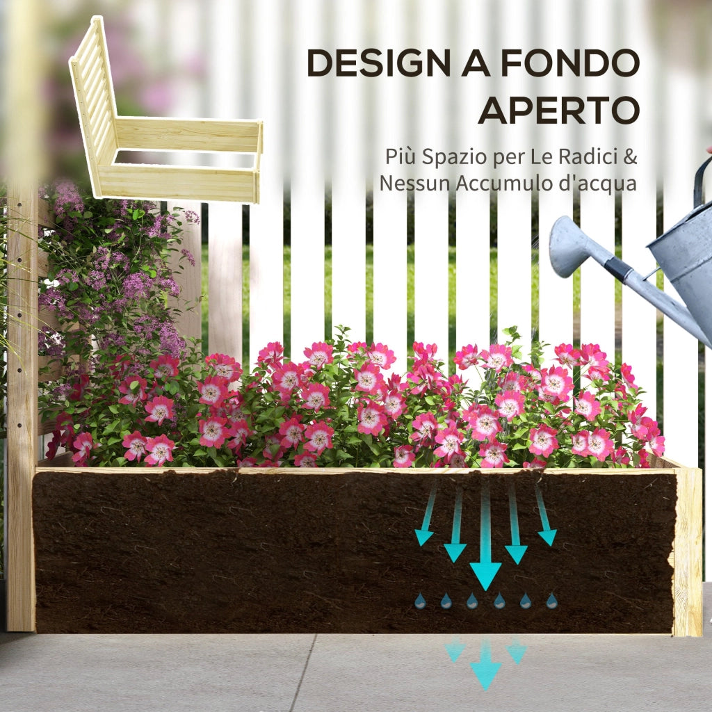 Fioriera con Traliccio per Rampicanti 115x60x110 cm con Fondo Aperto in Legno di Abete