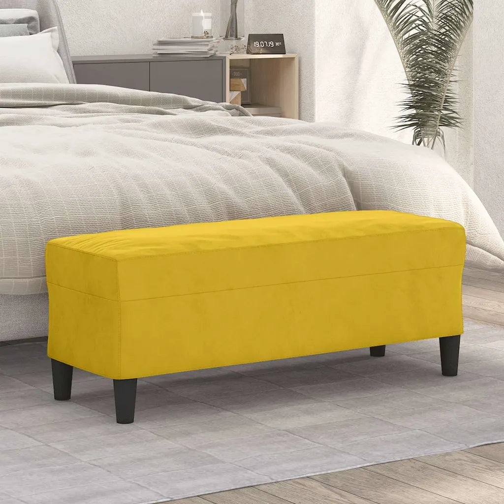 Panca-Sgabello-Divanetto giallo 100x35x41 cm in Velluto