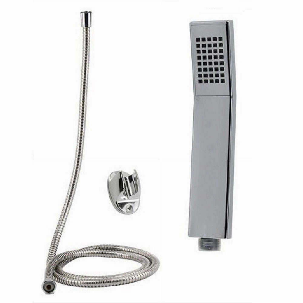 Trade Shop - Kit Doccetta Doccino Soffione Rettangolare Doccia Bagno 69088 Laccio 1,8mt Staffa -