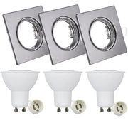 Set 3 faretti incasso quadrati neri GU10 3000K Polux