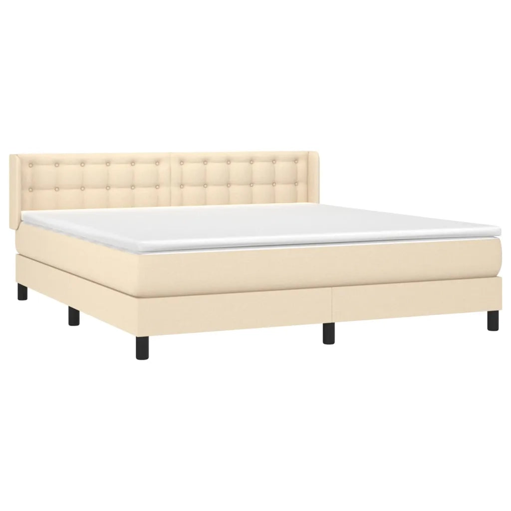 Giroletto a Molle con Materasso Crema 180x200 cm in Tessuto