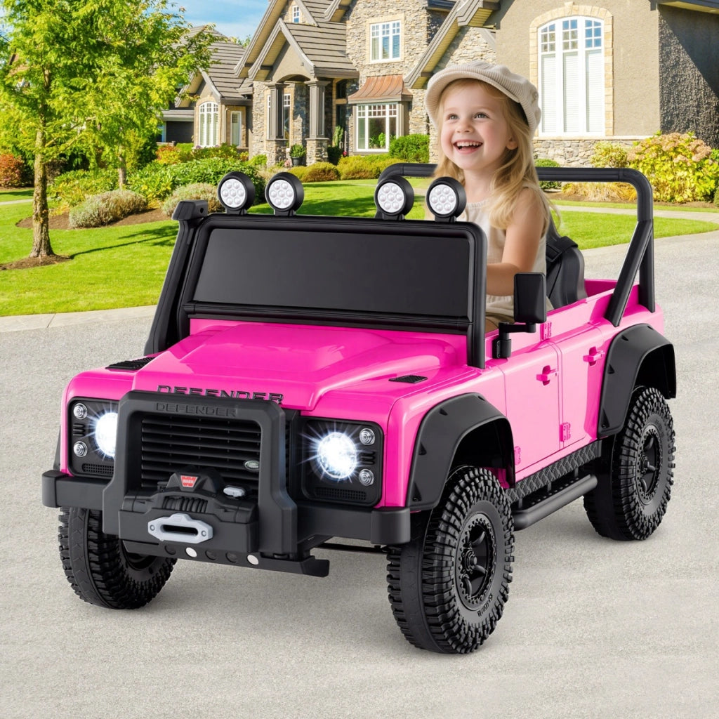 Auto elettrica per bambini 12V con telecomando per genitori, Macchina giocattolo land rover con licenza Rosa-Macchinine giocattoli