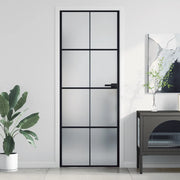 Porta Interni Sottile Nera 76x201,5cm Vetro Temperato Alluminio 155125