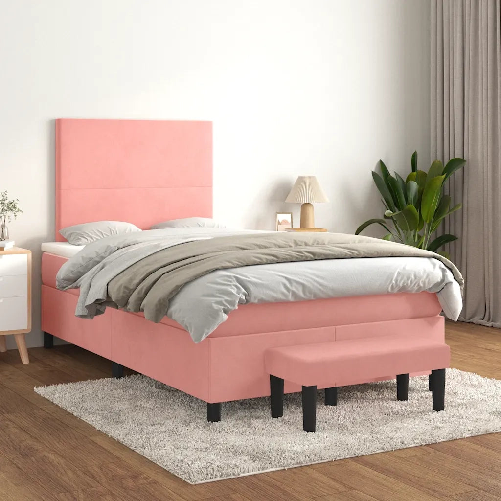 Giroletto a Molle con Materasso Rosa 120x190 cm in Velluto 3270462