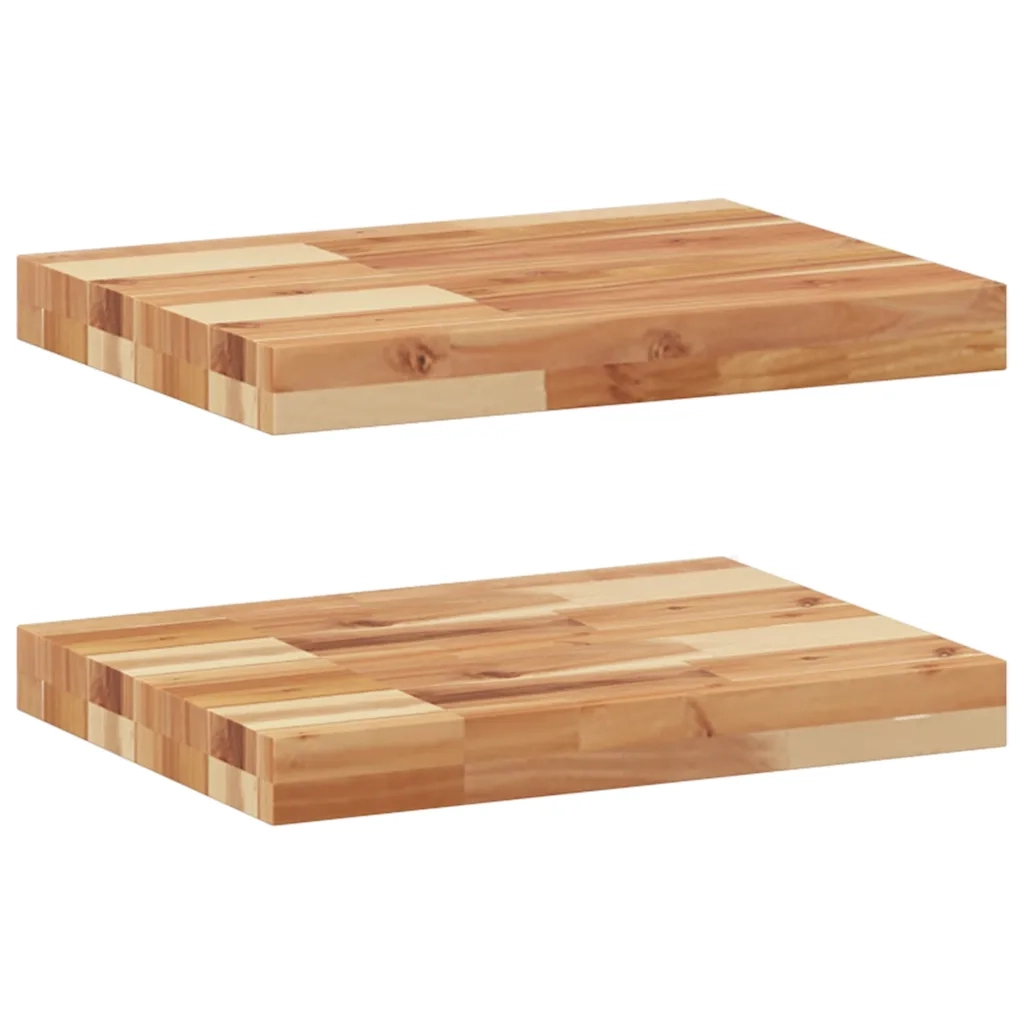 Mensole da Parete 2 pz 40x30x4 cm Legno Acacia Rifinito a Olio 3279604