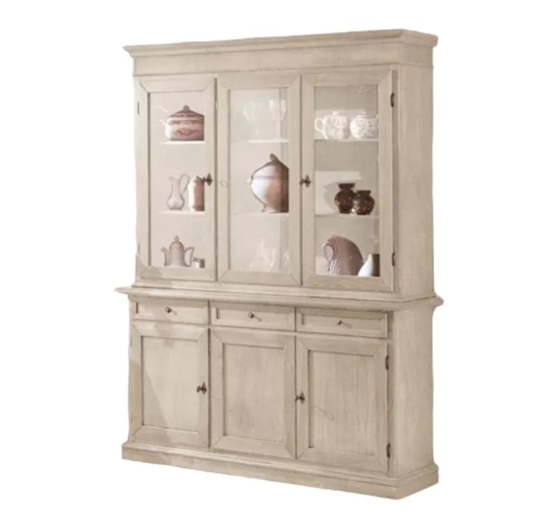 Cristalliera legno arte povera bianco anticato l.156  p. 42 h.205 - Mobili 2G