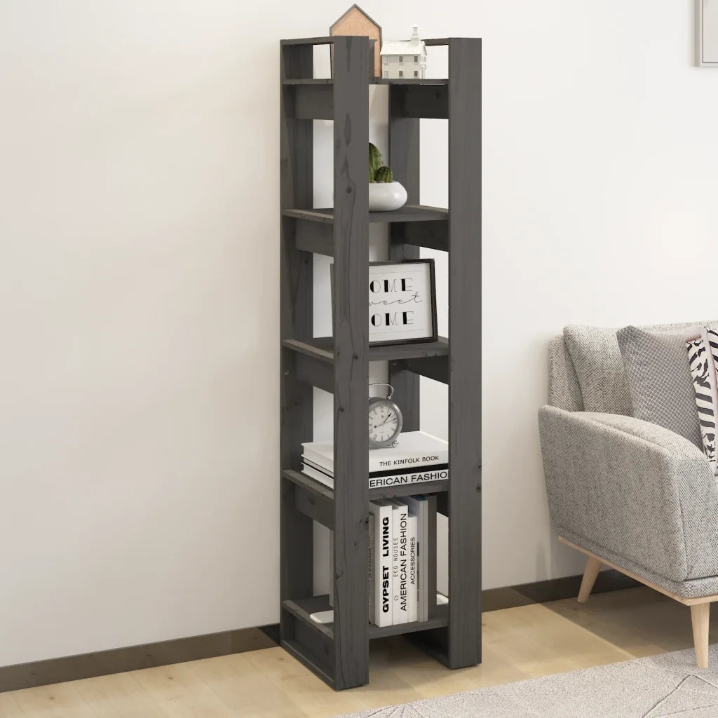 Libreria/Divisorio Grigio 41x35x160 cm Legno Massello di Pino 813871