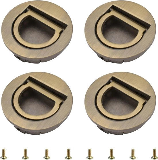Maniglie Premium Ronde 4 pezzi per mobili - Maniglie nascoste Tatami - Bronzo con viti - Maniglie per cassetti e ante di cassetti