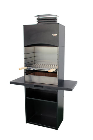 Barbecue a Legna e Carbone 110x47,5x190,1 cm Design a Colonna in Acciaio Tolosa Nero