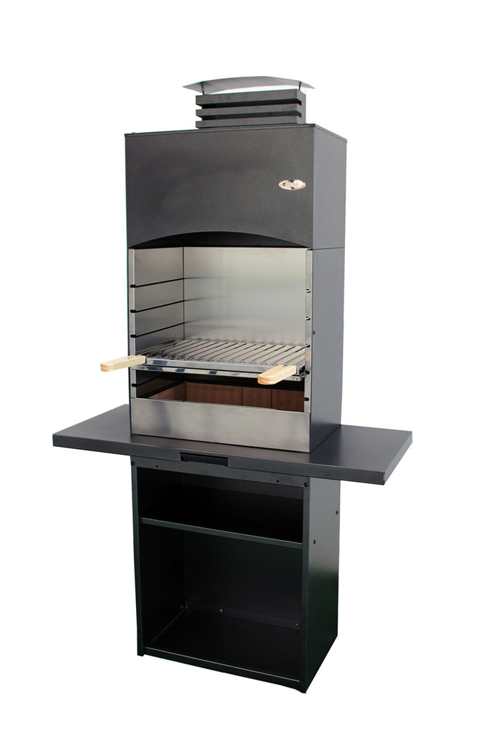 Barbecue a Legna e Carbone 110x47,5x190,1 cm Design a Colonna in Acciaio Tolosa Nero