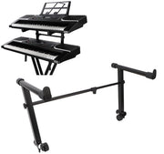 Supporto tastiera 2 livelli - Livello orizzontale - Regolabile in altezza - Adatto per Pianoforte elettronico - Forma L - Progettato per risparmiare spazio