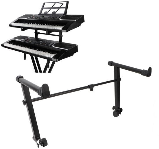 Supporto tastiera 2 livelli - Livello orizzontale - Regolabile in altezza - Adatto per Pianoforte elettronico - Forma L - Progettato per risparmiare spazio