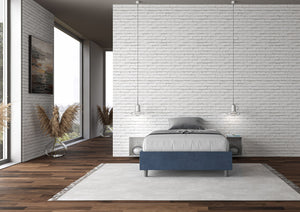 Letto Matrimoniale Francese Sommier 150x190 cm con Rete e Contenitore Azelia Blu