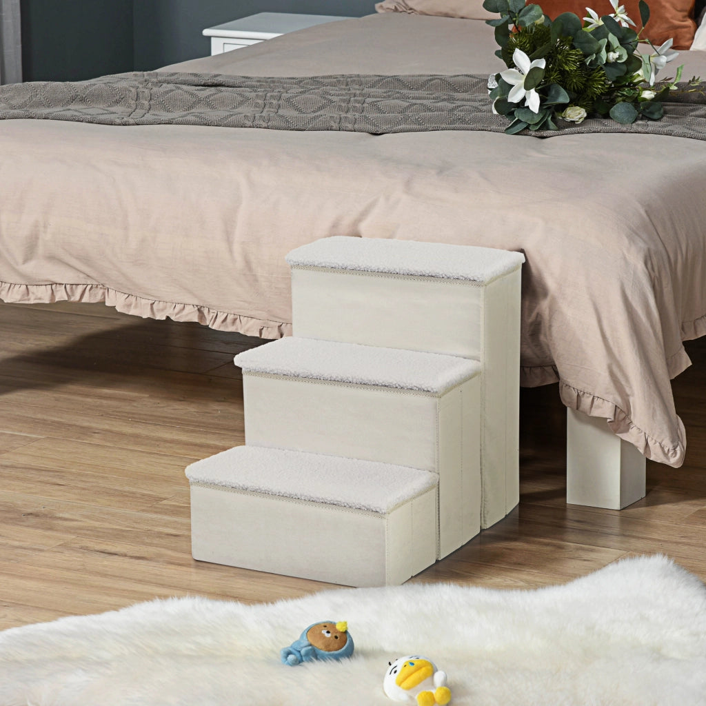 Scala per animali domestici 3 gradini 48 cm ¨C zephmum ¨C bianco pieghevole